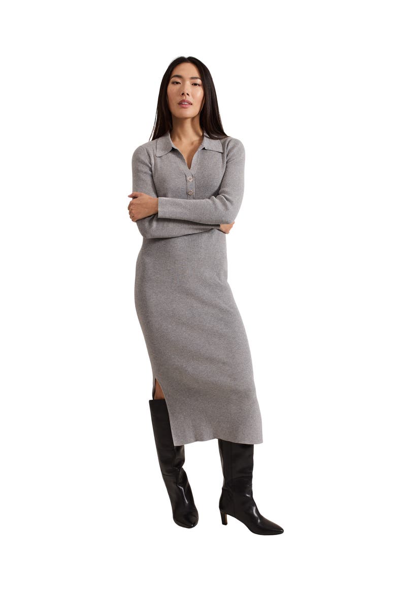 Lucy Collared Midi Dress, Main, color, Grey