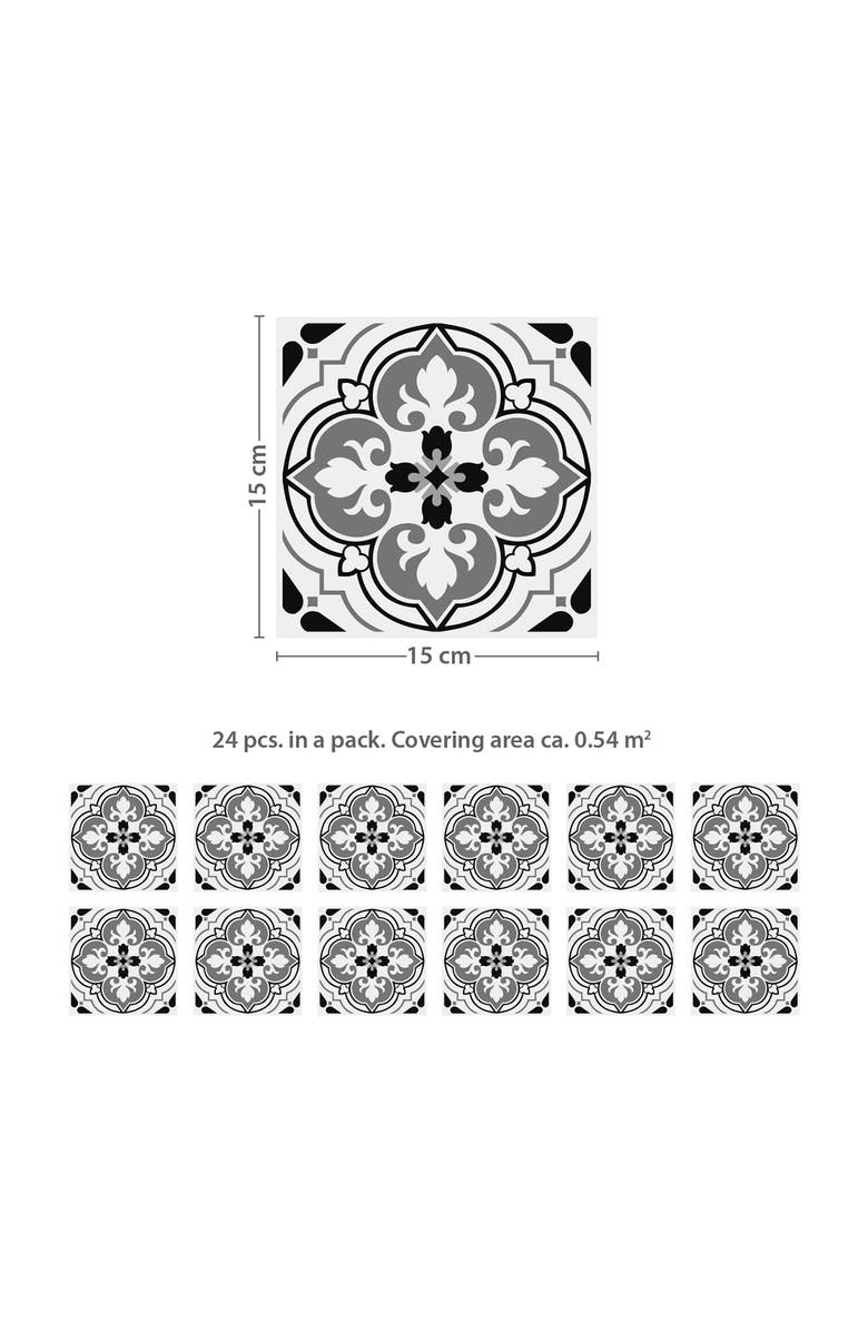 WALPLUS Seamless Antique Floral 72-Piece Tile Sticker Set, Alternate, color, 