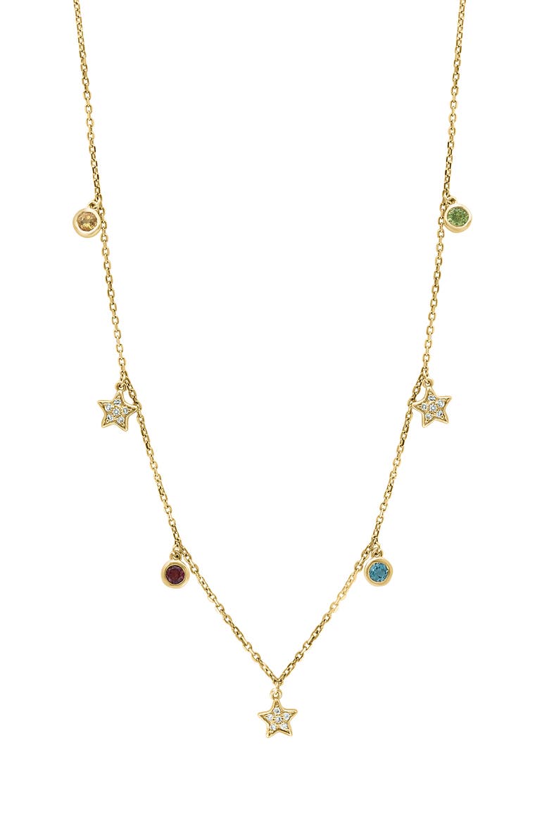 14K Yellow Gold Diamond, Blue Topaz, Citrine, Pink Tourmaline Peridot Necklace, Main, color, 14K Gold