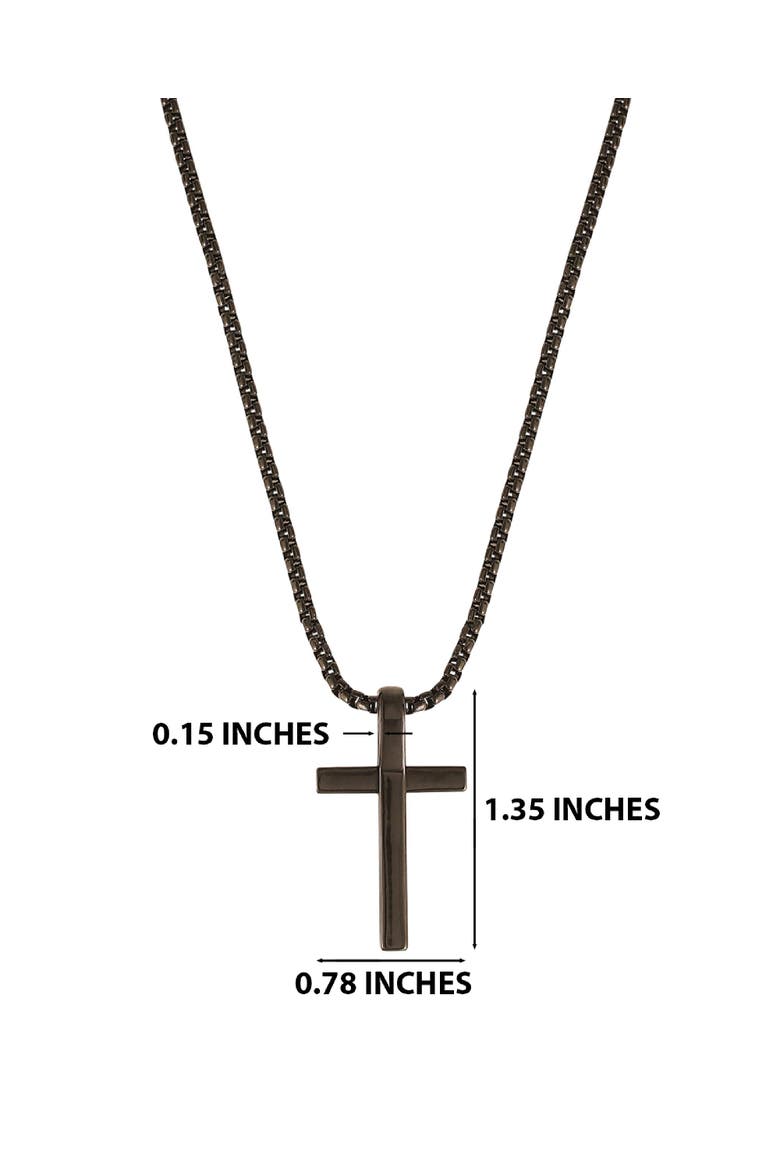 Black Cross Pendant 22" Chain, Alternate, color, Black