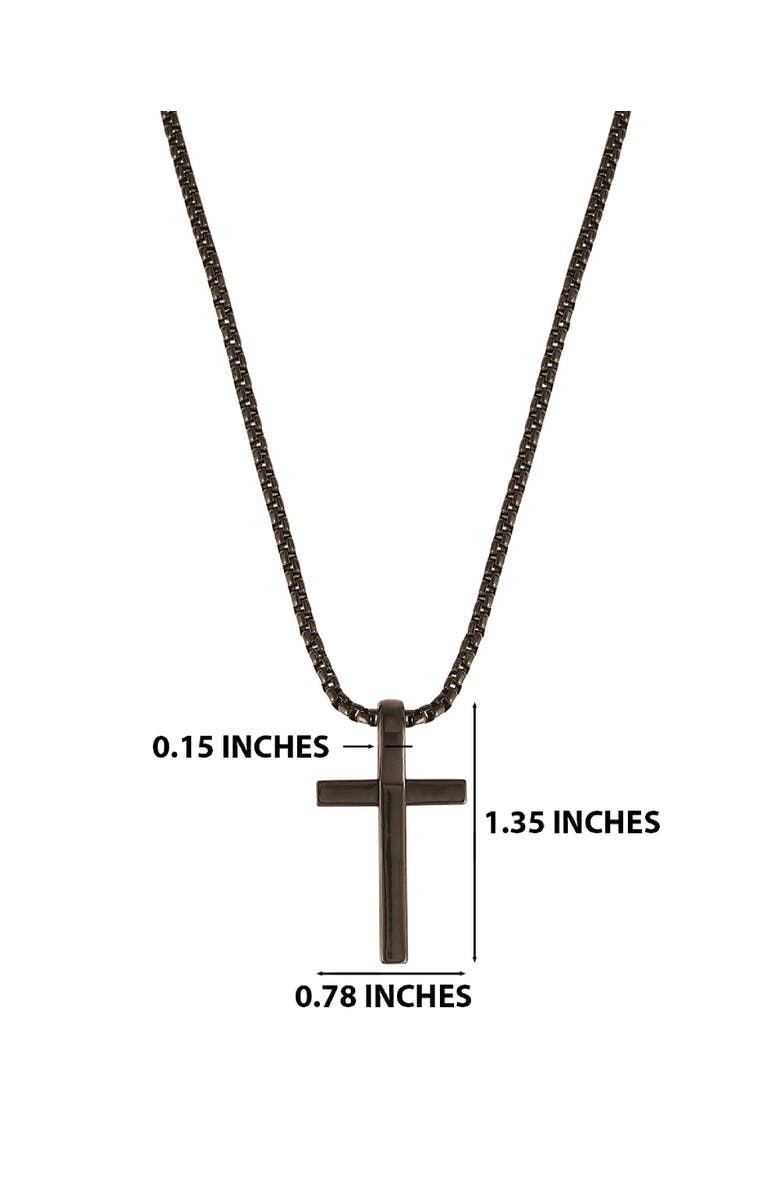 Lucky Brand Black Cross Pendant 22" Chain, Alternate, color, Black
