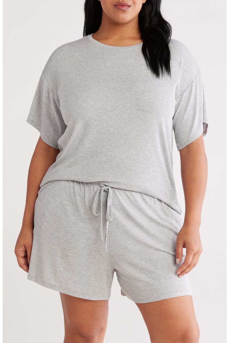 Moonlight Eco Easy Rib Short Pajamas, Main, color, GREY HEATHER