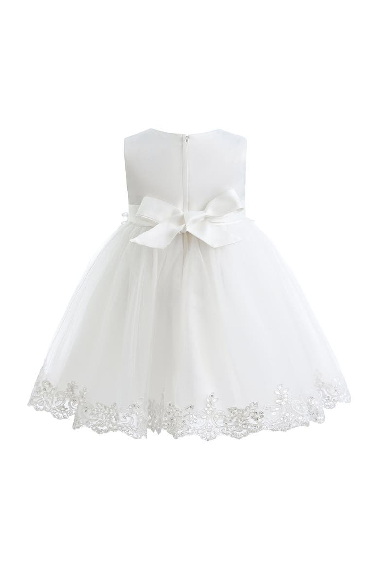 Embroidered Blooming Bow Dress, Alternate, color, White