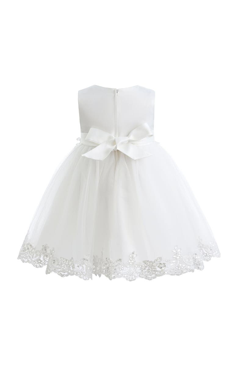Tulleen Embroidered Blooming Bow Dress, Alternate, color, White