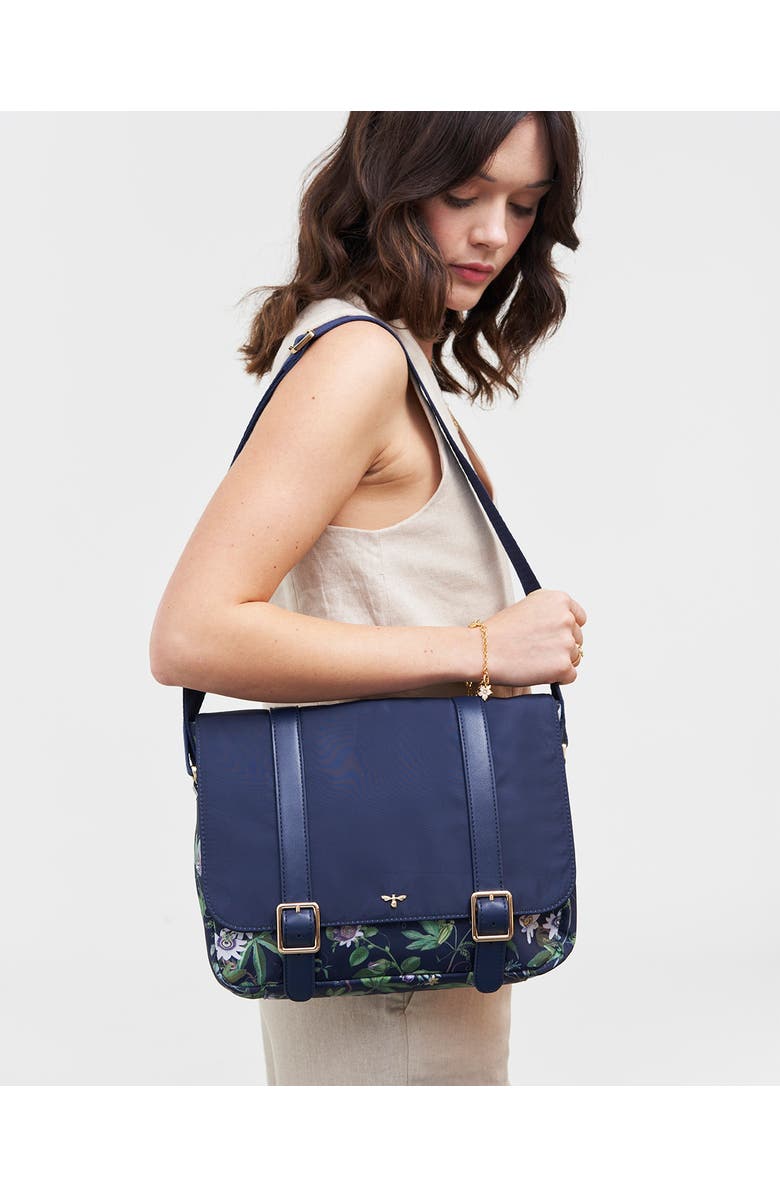 Fable England Passion Flower Satchel, Alternate, color, Navy