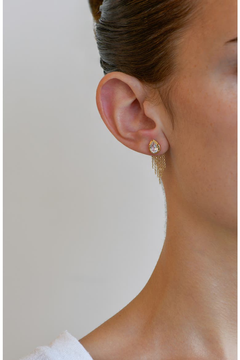 Mélia Fringe Pear Stud Earrings, Alternate, color, YELLOW GOLD