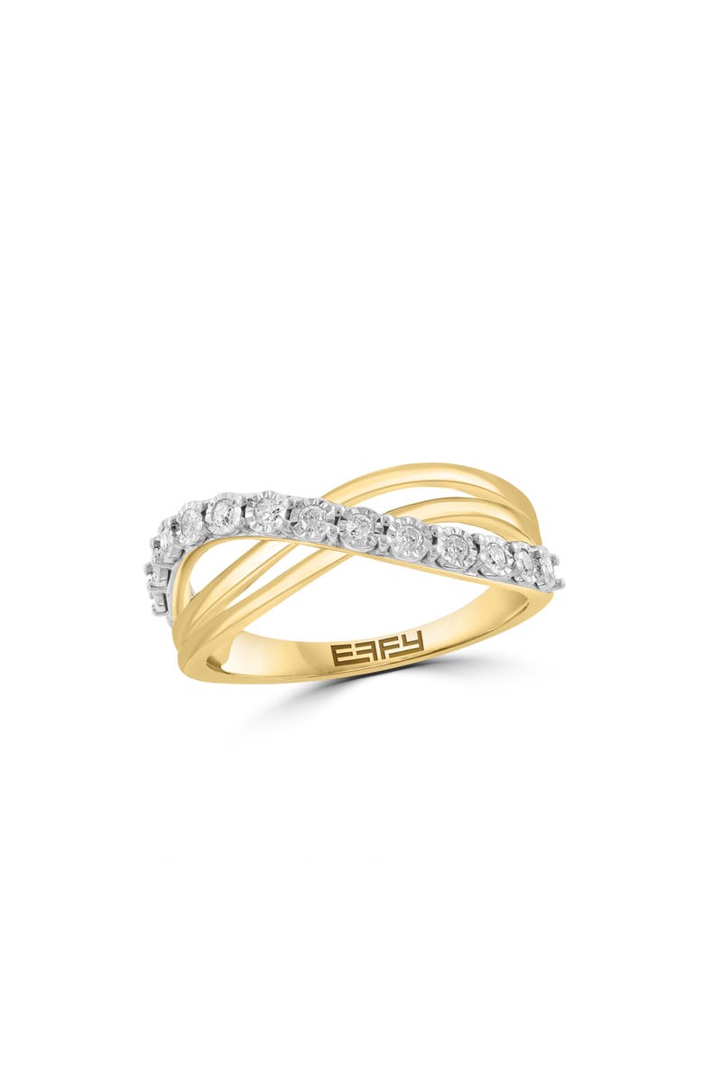 EFFY 14K Gold Diamond Crossover Band Ring, Main, color, White