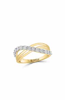 EFFY 14K Gold Diamond Crossover Band Ring