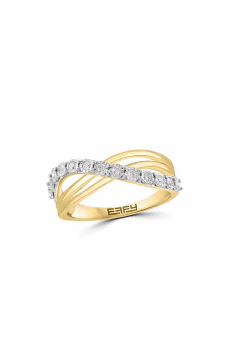 EFFY 14K Gold Diamond Crossover Band Ring