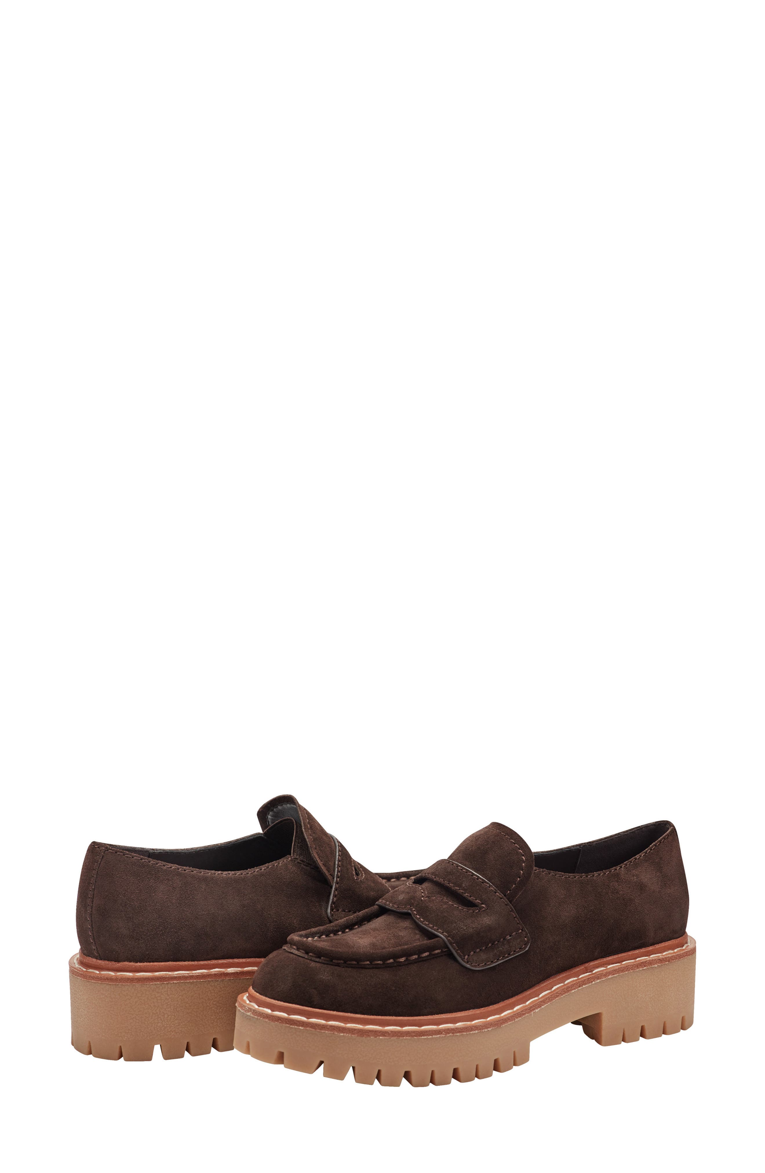 Marc Fisher LTD Norton Lug Sole Penny Loafer, Alternate, color, Dark Brown