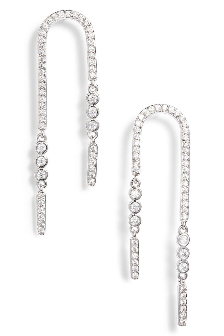 Cypher U-Shape Earrings, Main, color, SILVER