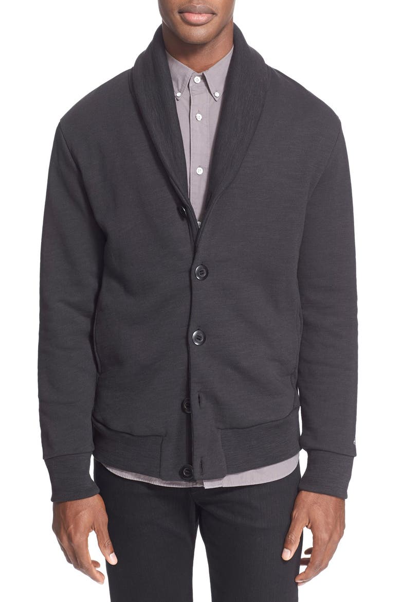 'Gaspar' Shaw Collar Cardigan, Main, color, BLACK
