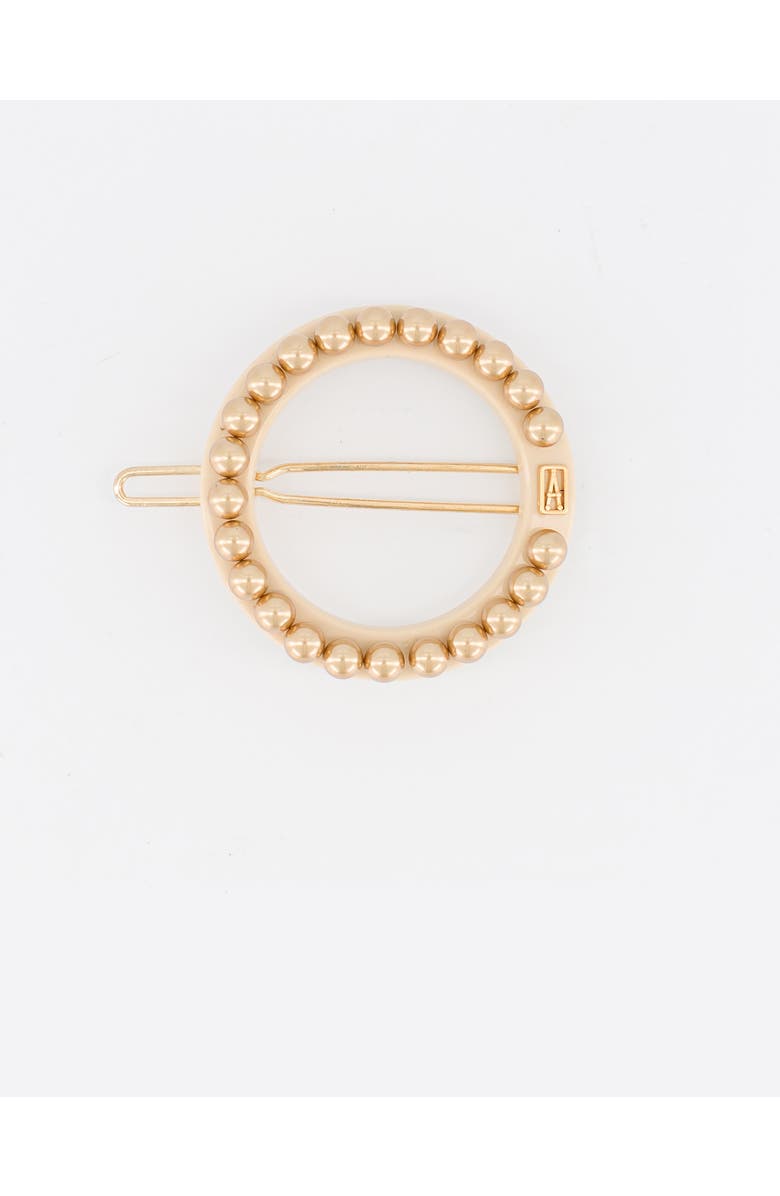 Alexandre de Paris Gold Pearls Acetate Side Barette, Main, color, Beige