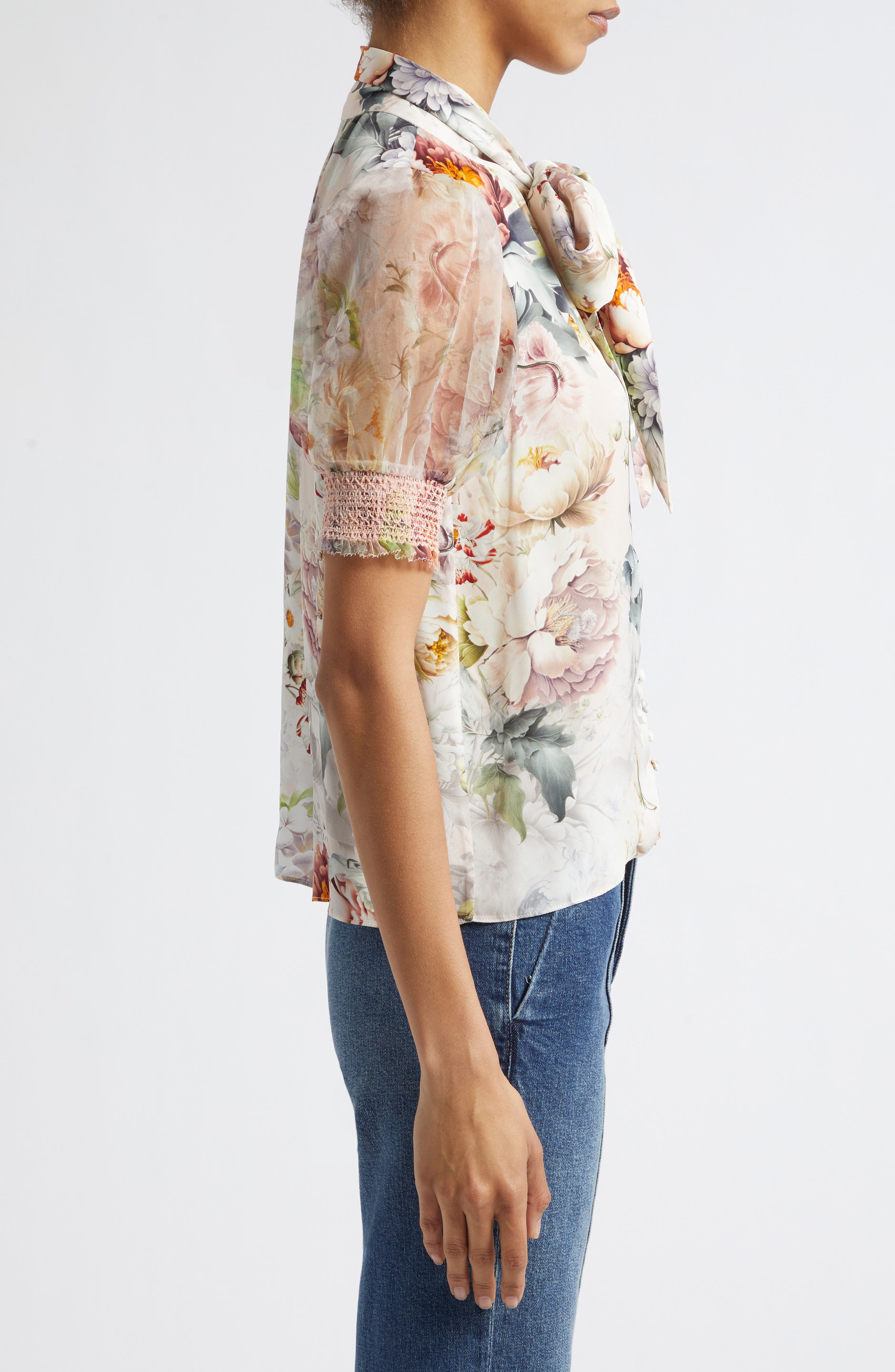 Brentley Floral Tie Neck Button-Up Top (Women) | Nordstrom