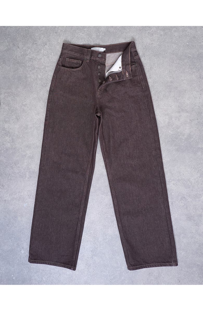 Topshop Column Mid Rise Jeans, Alternate, color, Brown