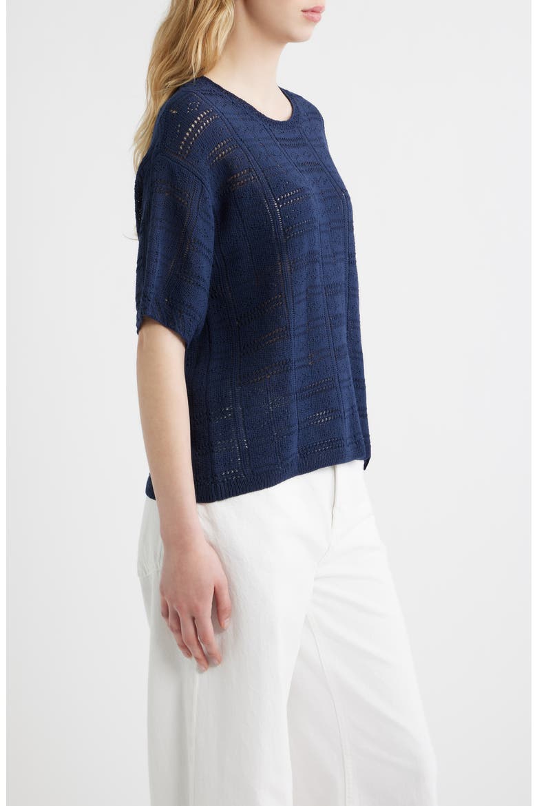 Morgan Pointelle Stitch Sweater, Alternate, color, NAVY