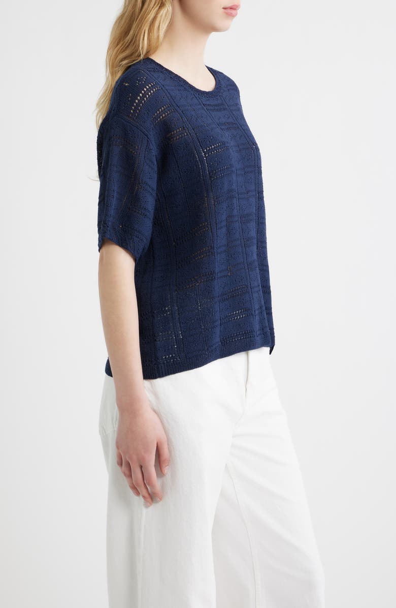 rag & bone Morgan Pointelle Stitch Sweater, Alternate, color, Navy