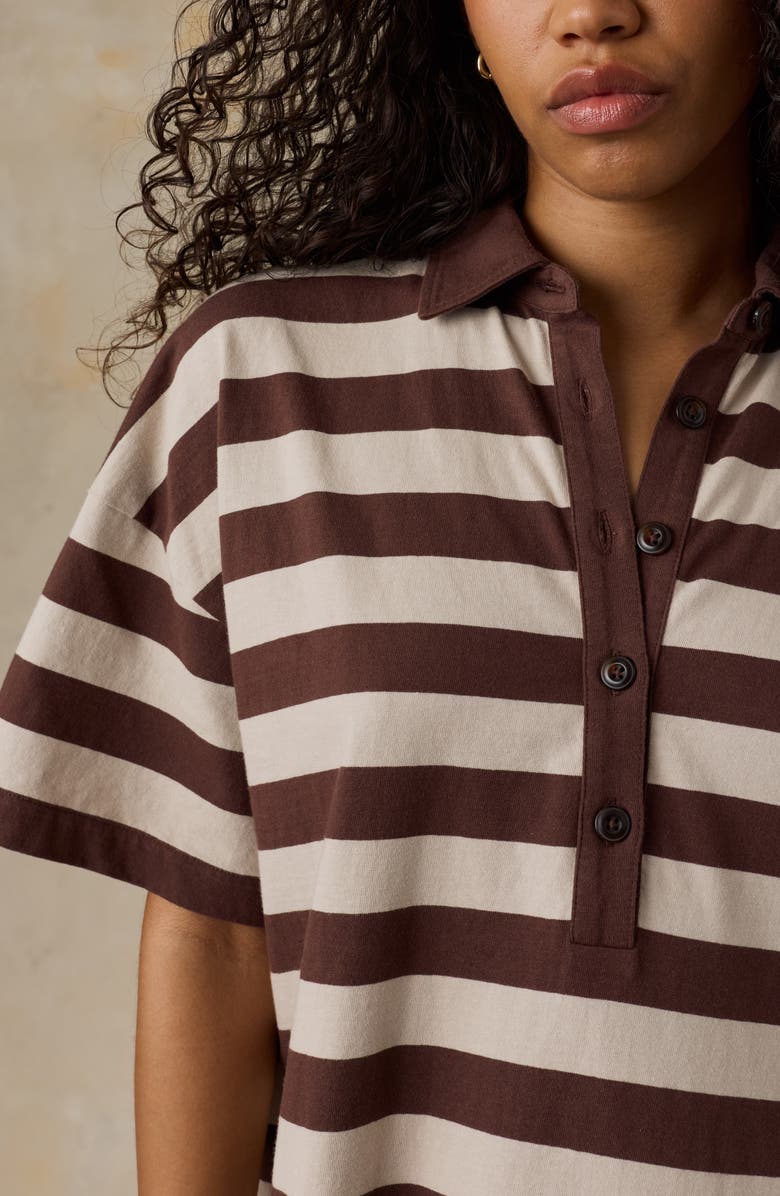 Faherty Stripe Cotton Polo Dress, Alternate, color, Espresso Stripe
