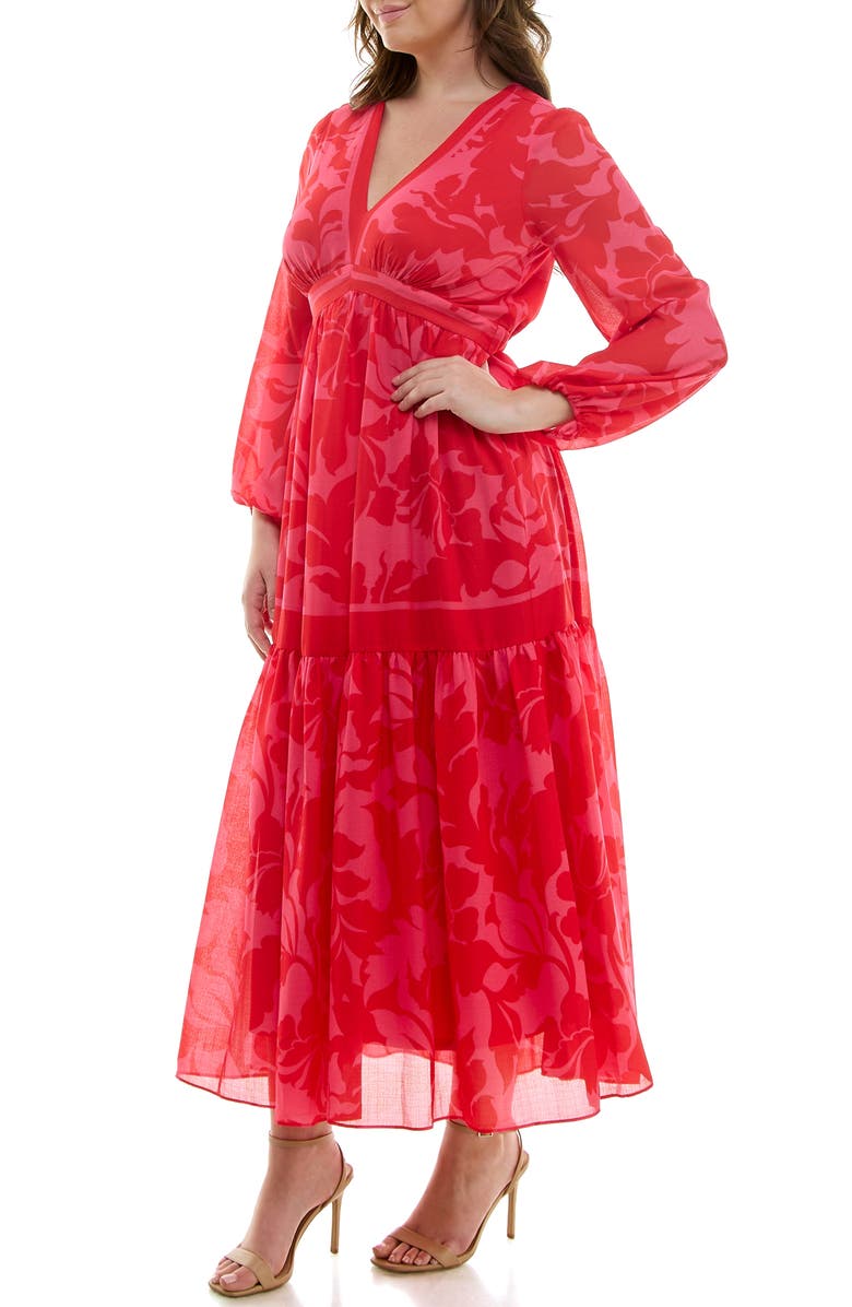 Taylor Dresses Long Sleeve Tiered Maxi Dress, Alternate, color, 