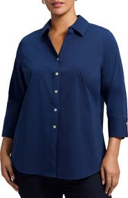 Foxcroft Mary Non-Iron Stretch Cotton Button-Up Shirt