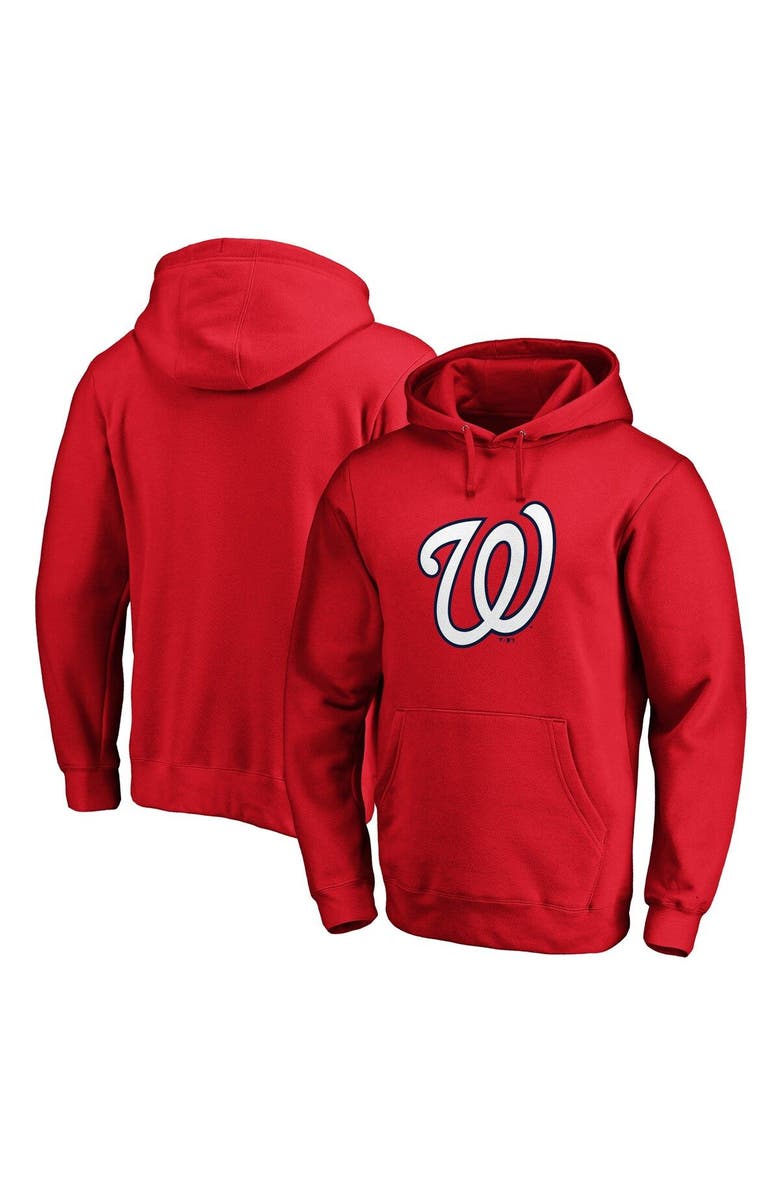 FANATICS Men's Fanatics Branded Red Washington Nationals Official Logo Fitted Pullover Hoodie, Alternate, color, 