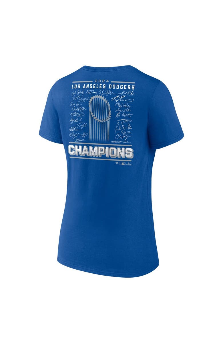 FANATICS Women's Fanatics Royal Los Angeles Dodgers 2024 World Series Champions Signature Roster V-Neck T-Shirt, Alternate, color, 