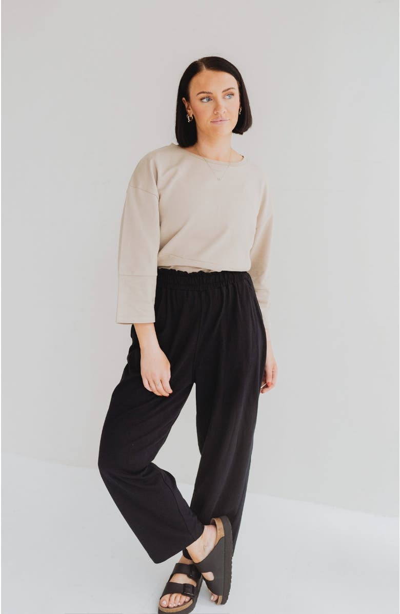 Turtledove London Organic Cotton Kate Barrel Leg Trousers, Main, color, Black