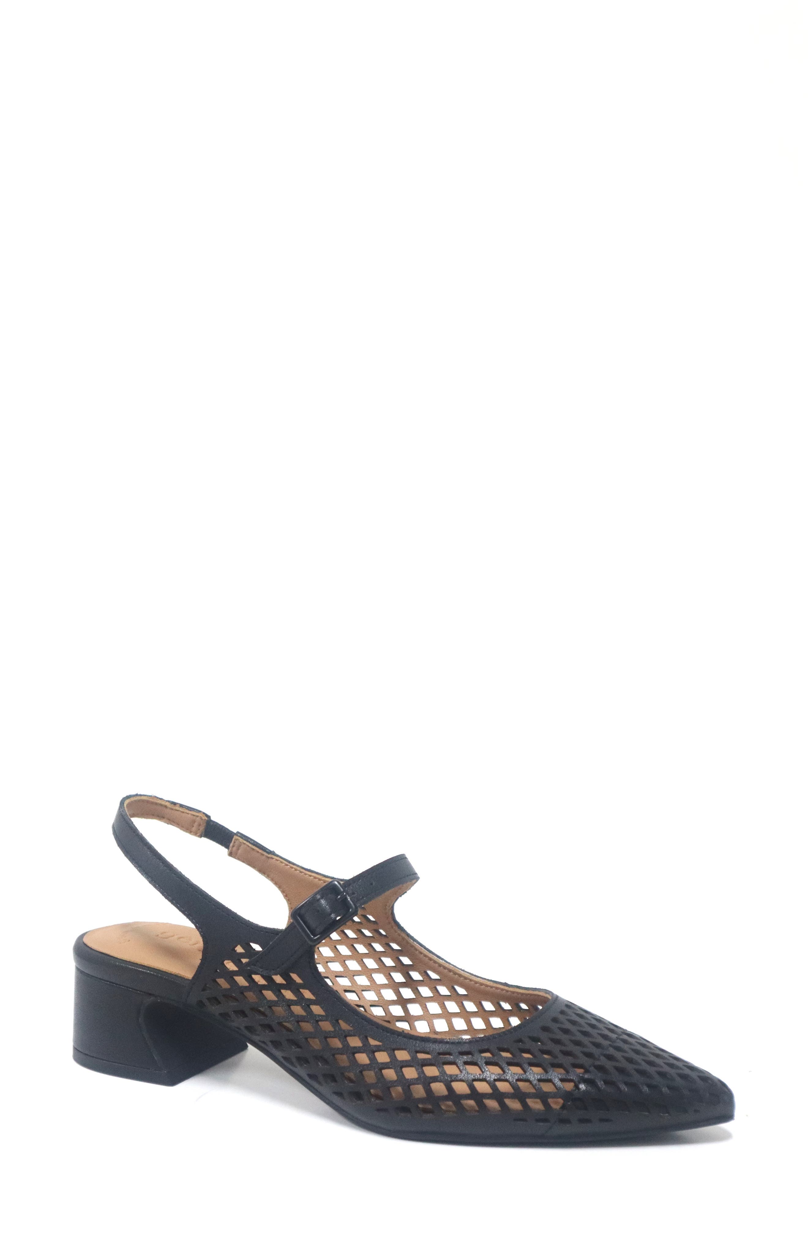 Gentle Souls Gladys Perf Slingback Pump, Main, color, Black Leather