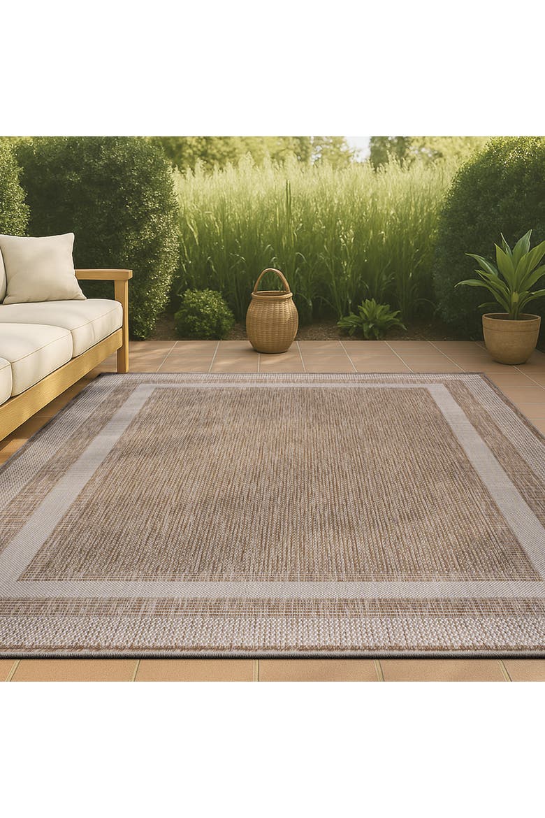 Dover Classic 3-Stripe Border Indoor/Outdoor Area Rug, Alternate, color, Beige/Cream