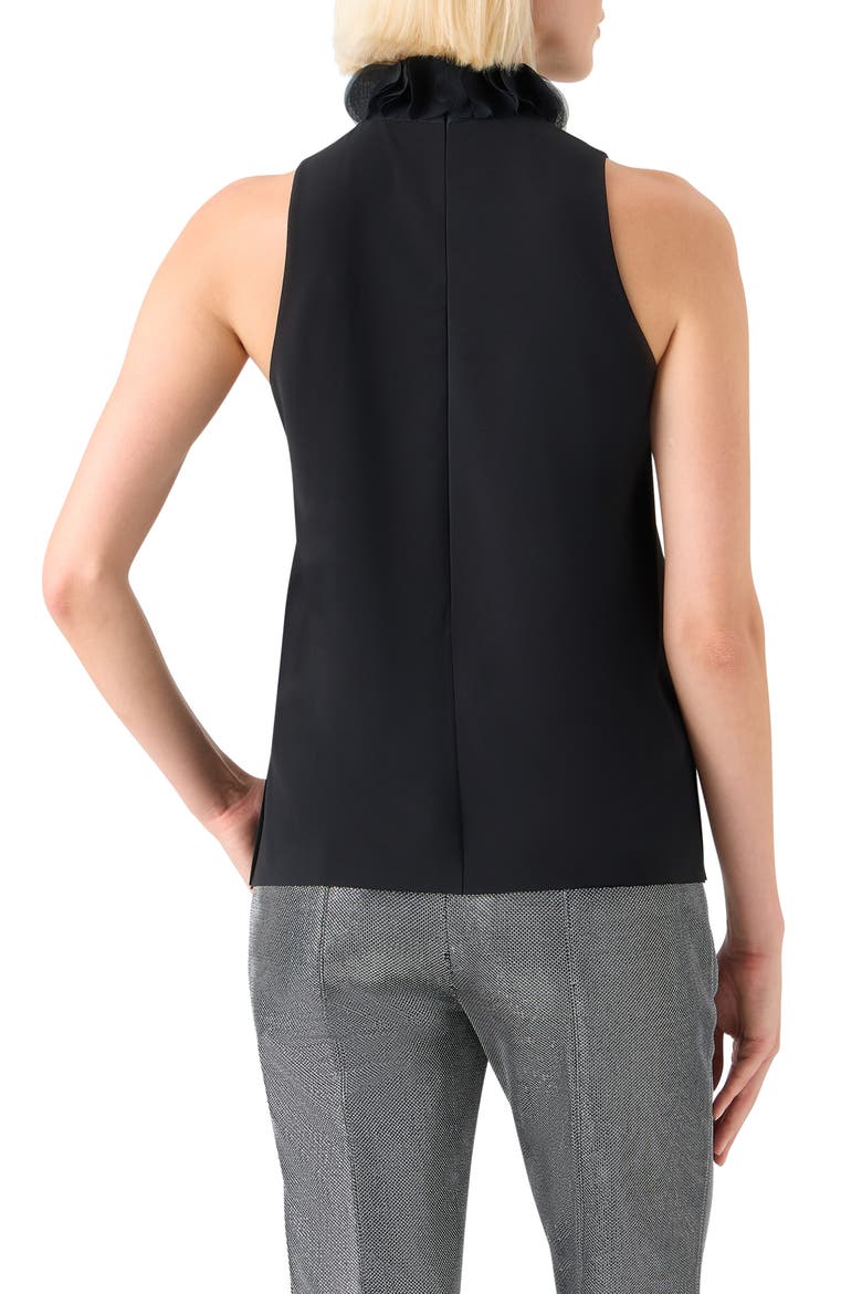 Ruffle Mock Neck Shell, Alternate, color, BLACK