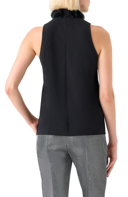 Akris Punto Ruffle Mock Neck Shell In Black
