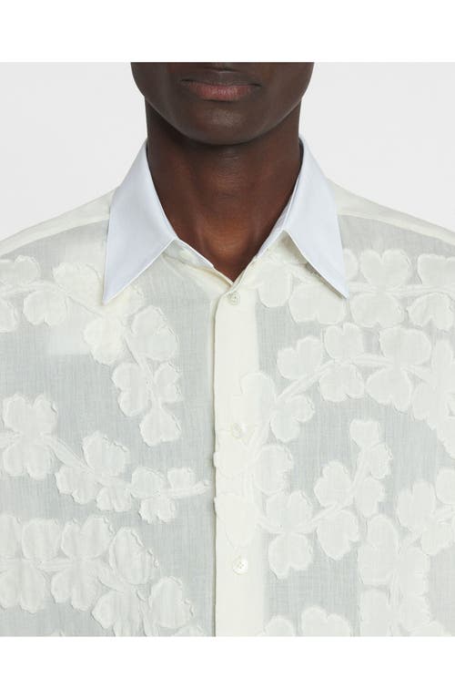 Lanvin Cotton Voile Shirt With Cut-outs In Optic White