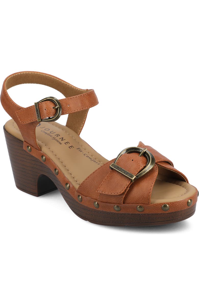 Journee Collection Sisilia Ankle Strap Platform Sandal, Main, color, Cognac