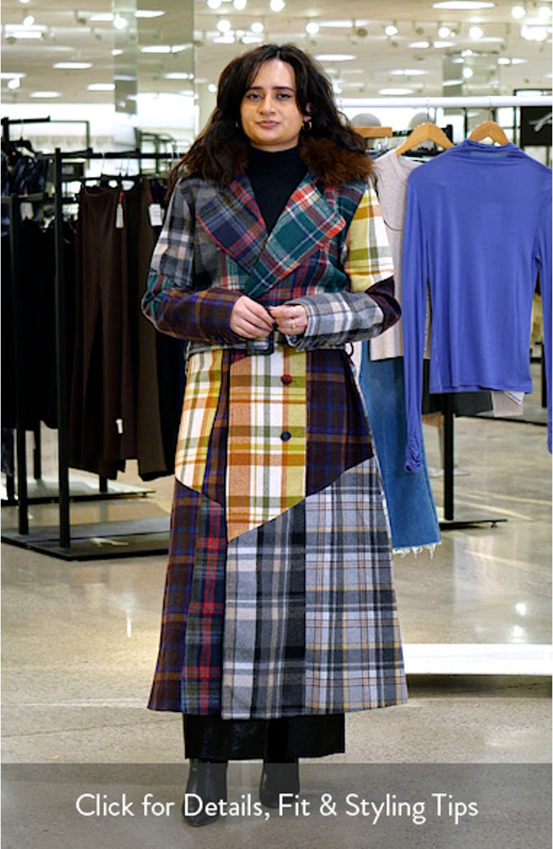 Cadault Plaid Patchwork Trench Coat, sales video thumbnail