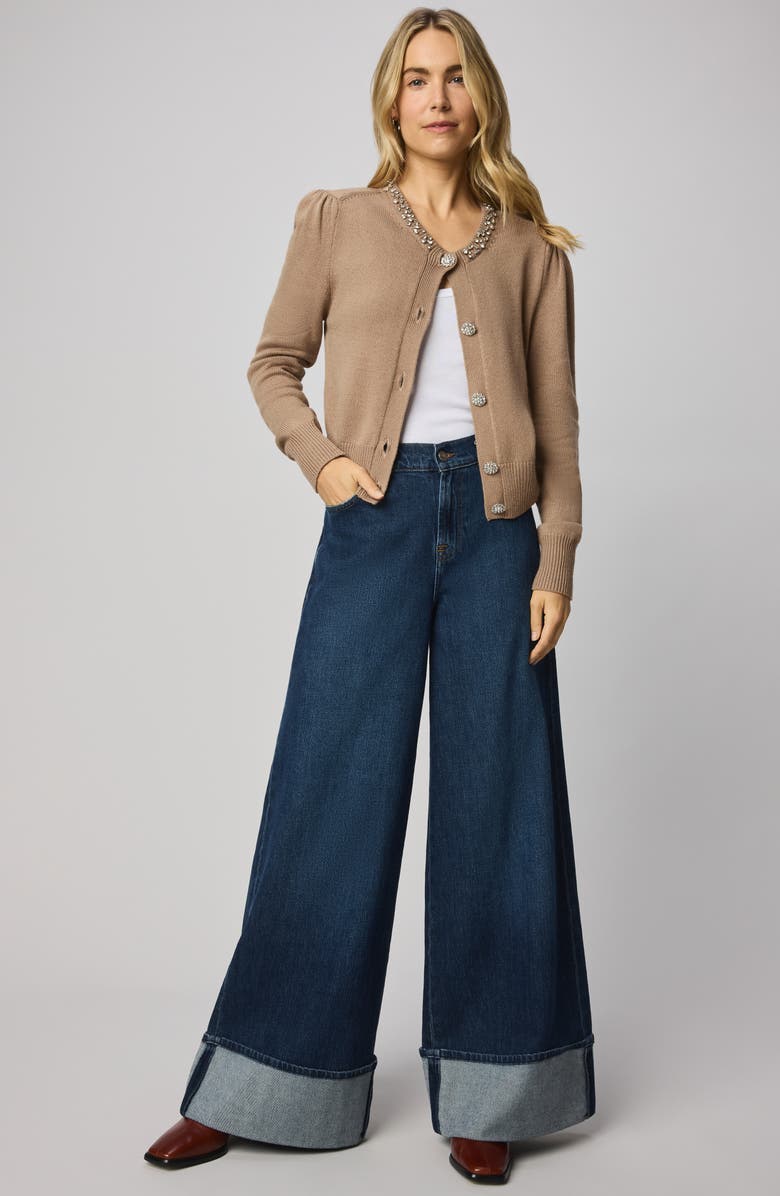 Splendid Montana Crystal Embellished Cardigan, Alternate, color, Macchiato Heather Brown