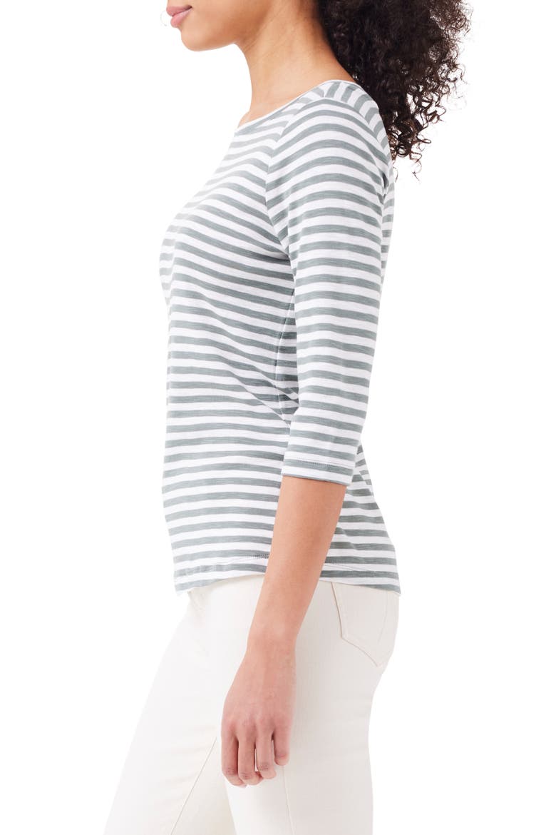 Stripe Boat Neck Cotton T-Shirt, Alternate, color, GREEN MULTI