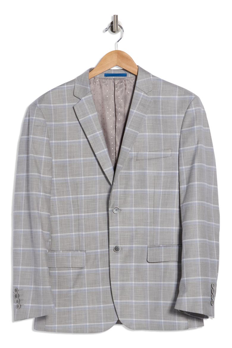 Slim Fit Windowpane Blazer, Alternate, color, LIGHT GREY