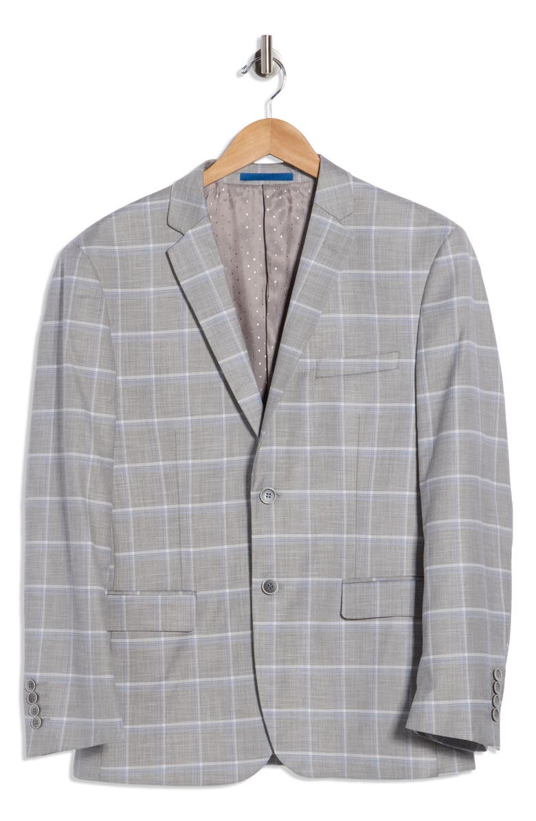 Gino Vitale Slim Fit Windowpane Blazer, Alternate, color, Light Grey