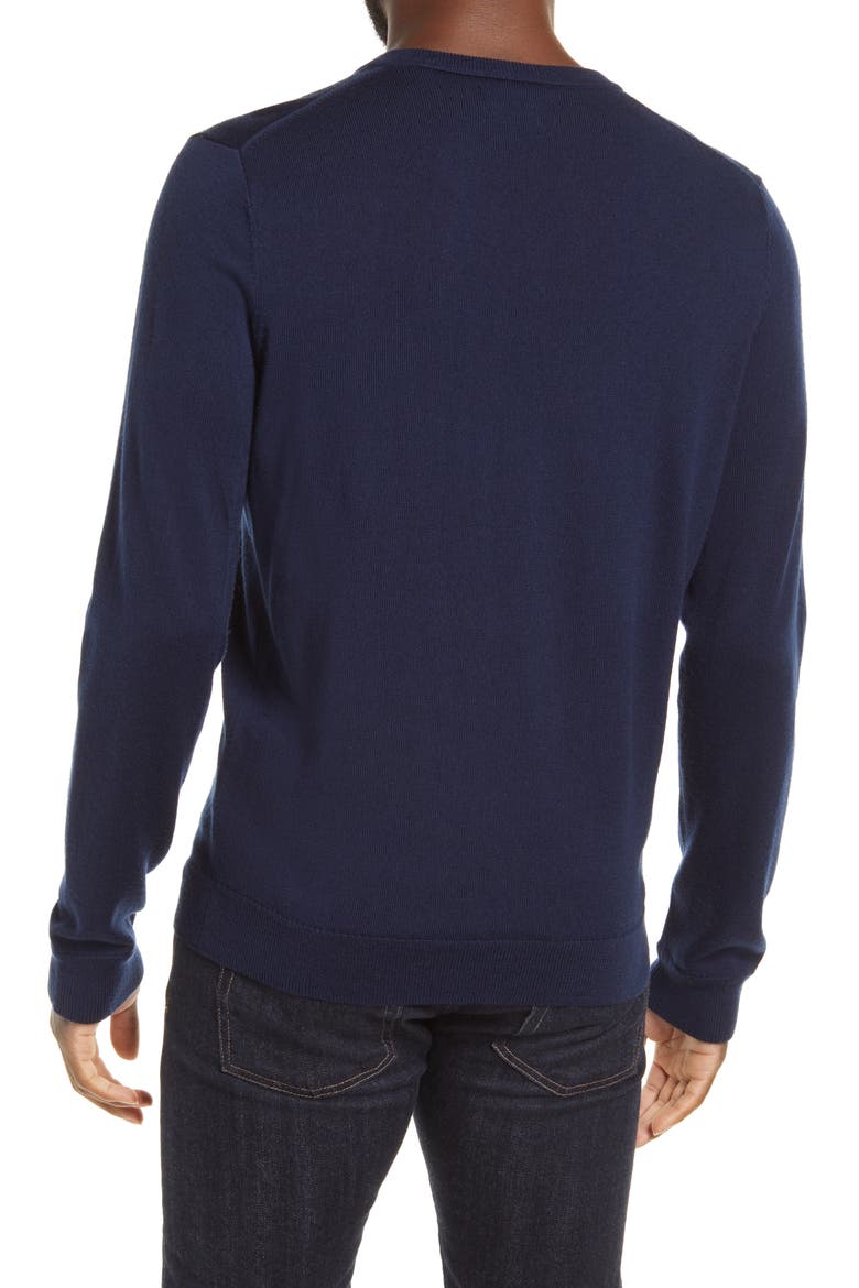 Washable Merino V-Neck Sweater, Alternate, color, NAVY PEACOAT
