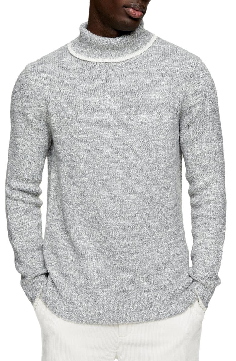 Topman Tipped Roll Neck Sweater, Main, color, 