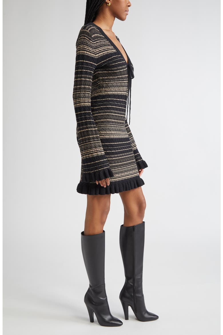 Mary Stripe Long Sleeve Wool Blend Sweater Dress, Alternate, color, DEEP OLIVE CABLE