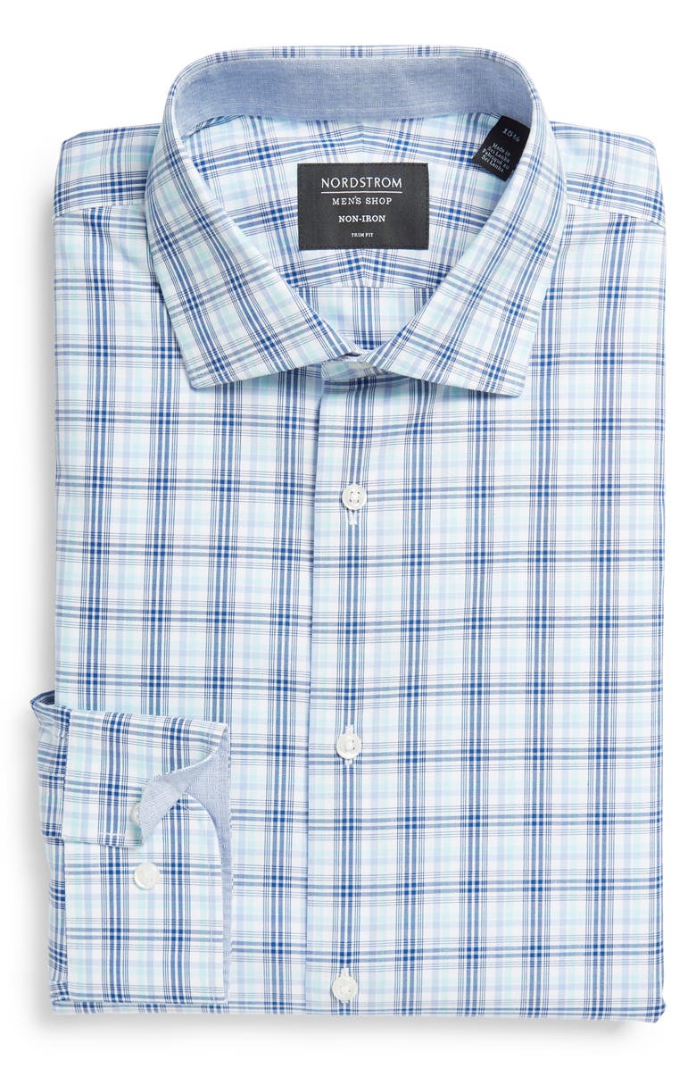 Nordstrom Trim Fit Non-Iron Check Dress Shirt, Alternate, color,