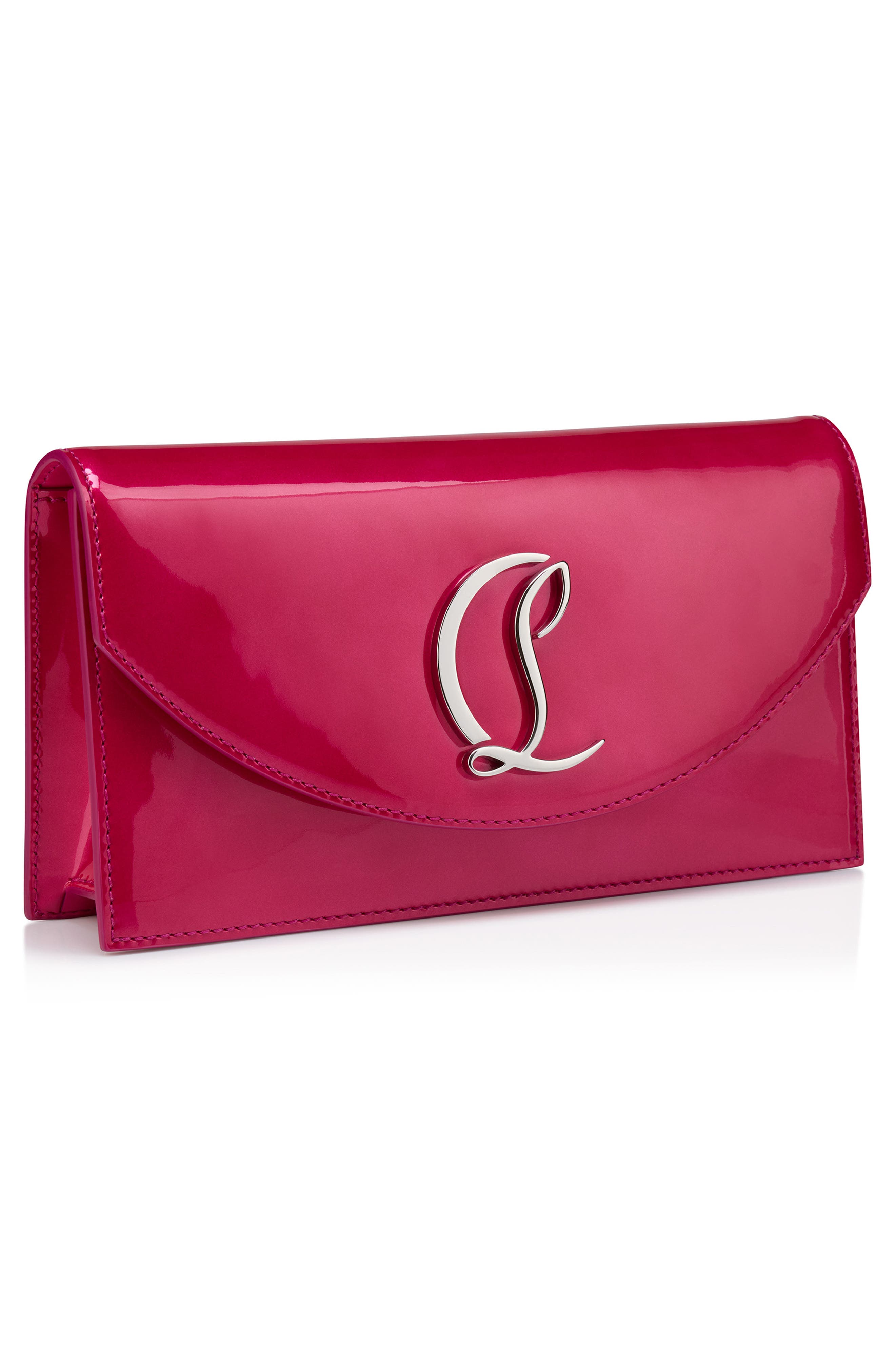 Loubi54 Patent Leather Clutch, Alternate, color, PINUP/ SILVER
