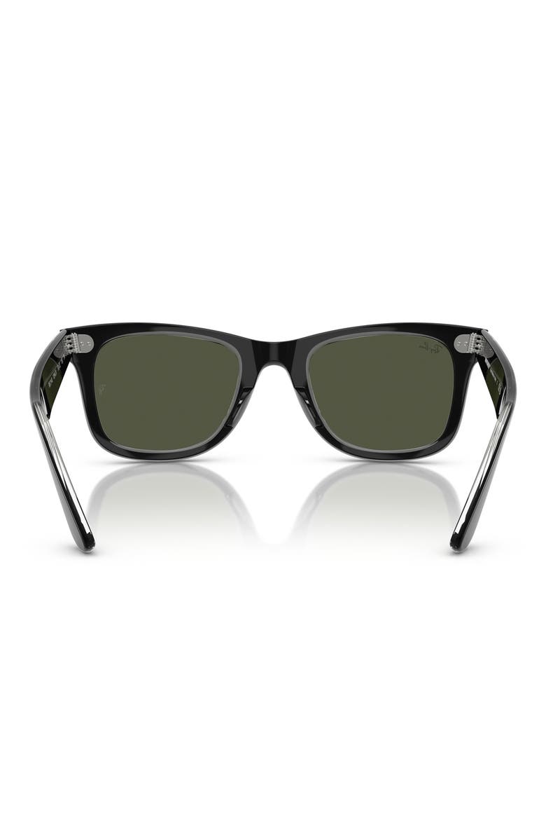 Classic Wayfarer 50mm Sunglasses, Alternate, color, BLACK ON TRANSPARENT / GREEN