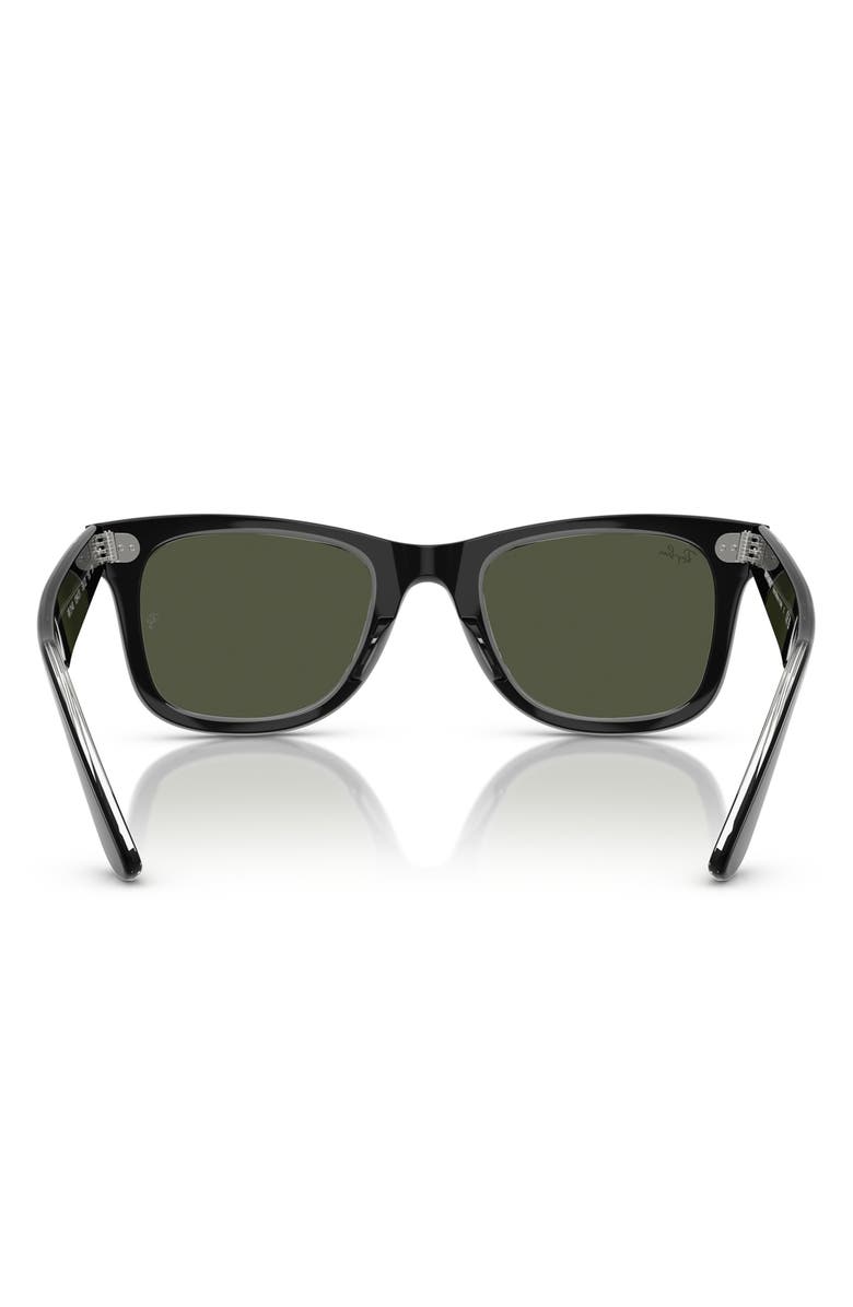 Ray-Ban Classic Wayfarer 50mm Sunglasses, Alternate, color, Black On Transparent / Green