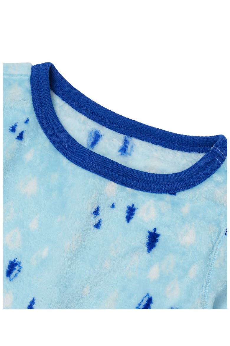 Kids Long Sleeve Plush Fleece Pajama Set, Alternate, color, Blue Pine Trees