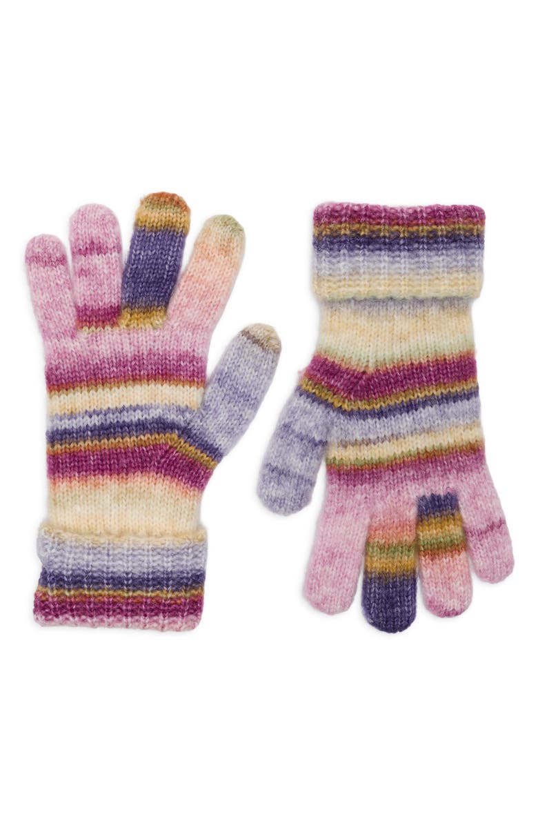 Treasure & Bond Mélange Stripe Gloves, Main, color, Burgundy