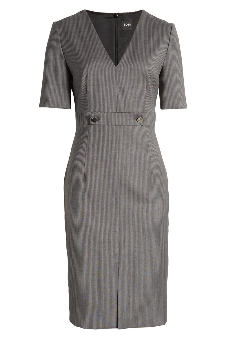 Danorla Pinstripe Virgin Wool Sheath Dress, Alternate, color, MINI PINSTRIPE SUITING