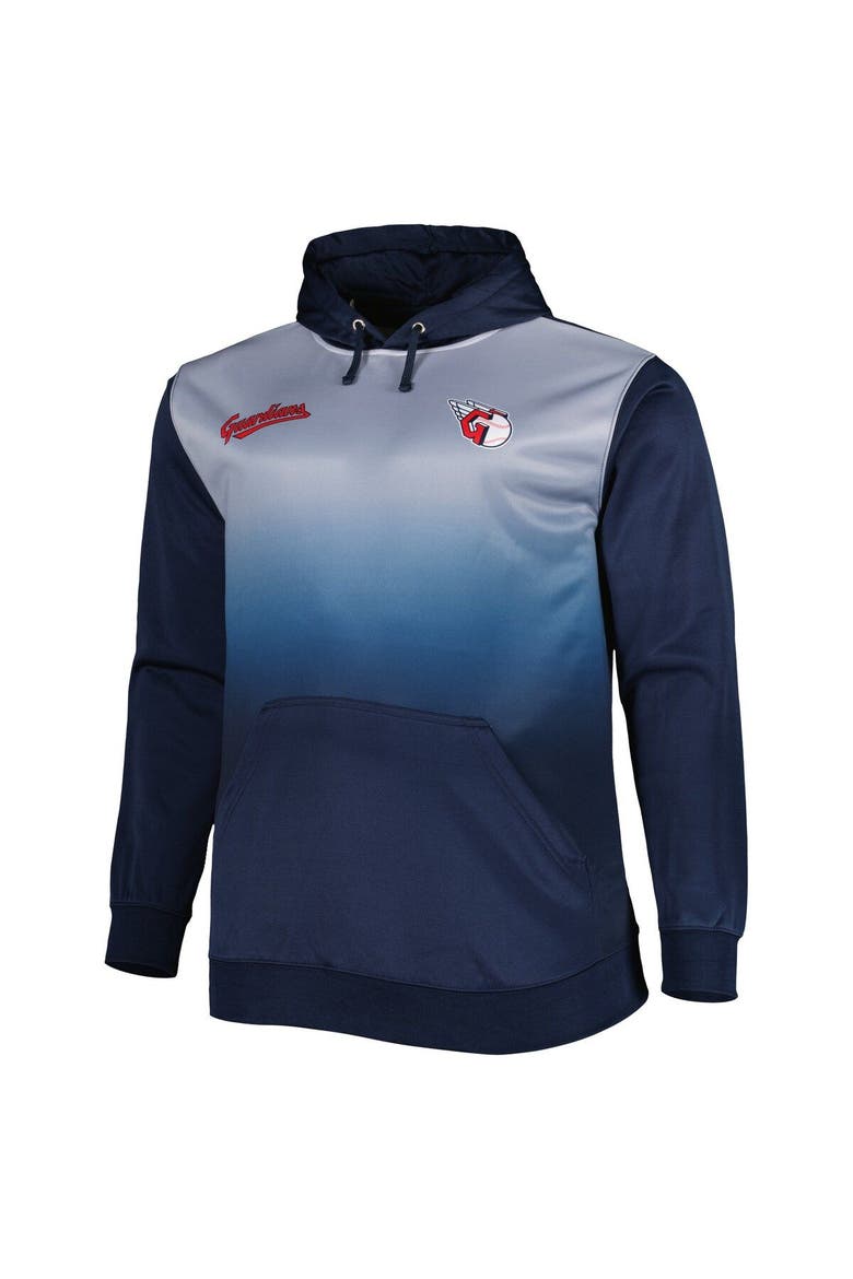 Men's Navy Cleveland Guardians Fade Sublimated Fleece Pullover Hoodie, Alternate, color, Navy