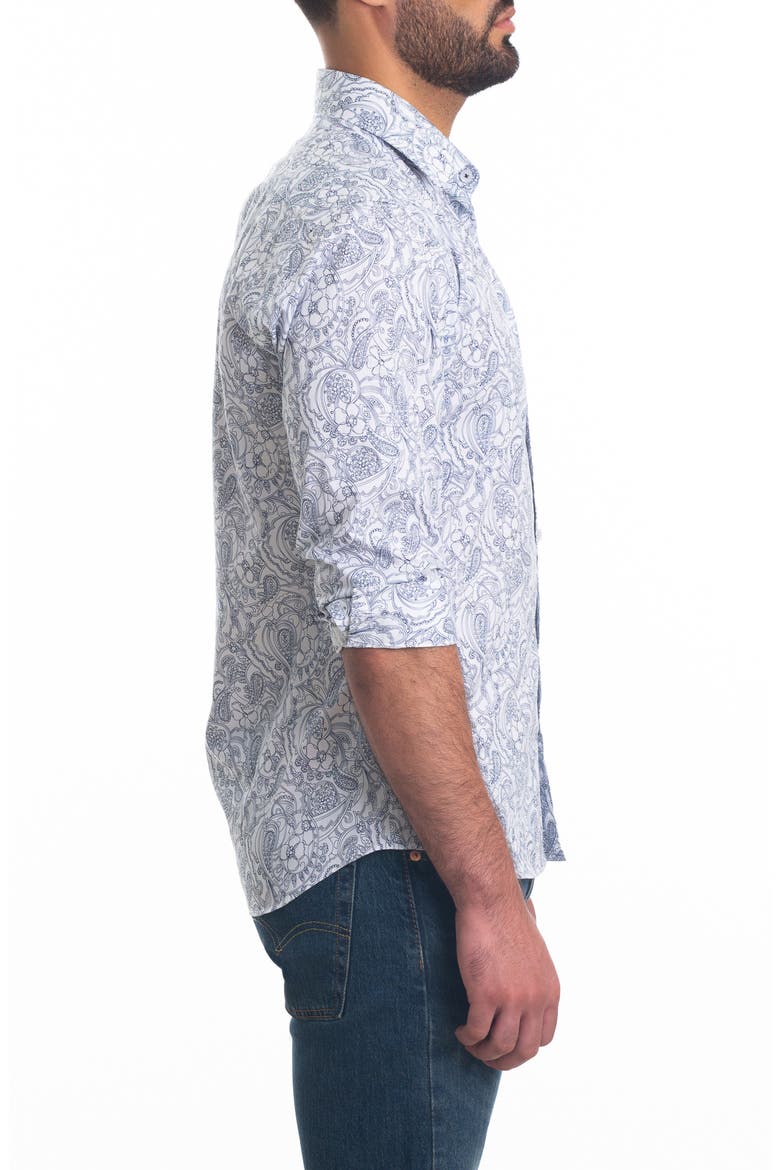 Trim Fit Floral Paisley Cotton Button-Up Shirt, Alternate, color, WHITE PAISLEY